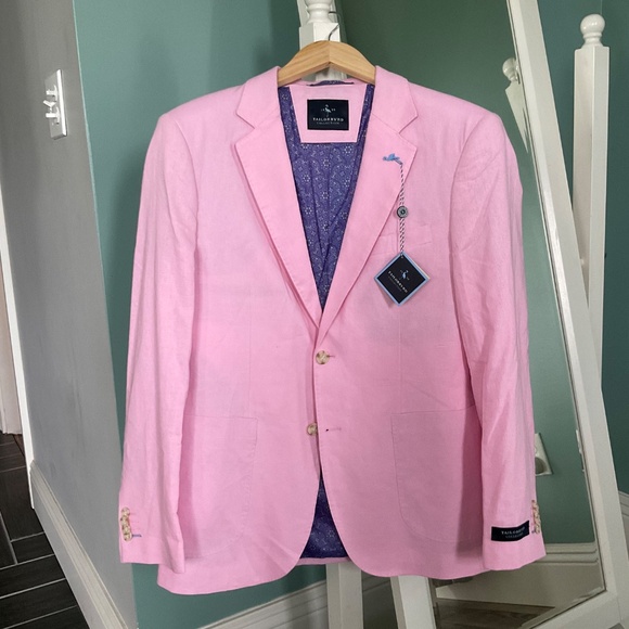 Signature Solid BRIGHT Linen Sport Coat By Tailorbyrd Light Pink - Picture 2 of 7